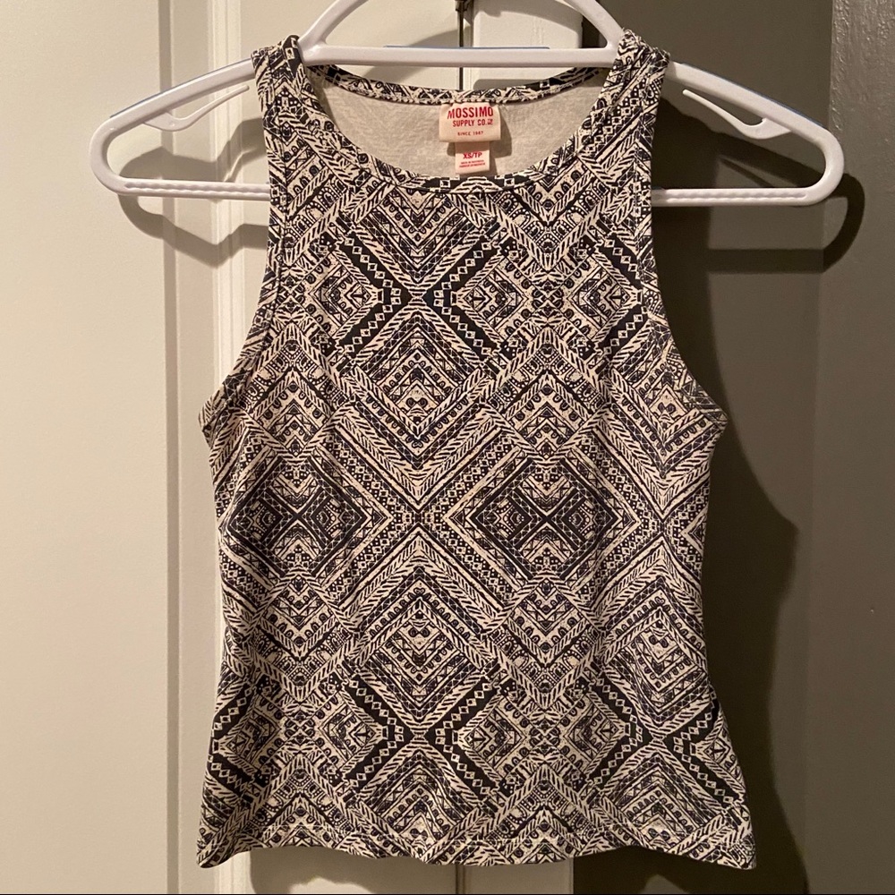 Grey and cream Aztec crop top